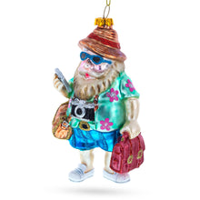 Load image into Gallery viewer, Santa the Traveler Glass Christmas Ornament