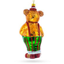 Load image into Gallery viewer, Bear Playing on Accordion Glass Christmas Ornament