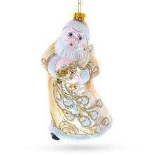 Load image into Gallery viewer, Santa in Golden Coat Glass Christmas Ornament