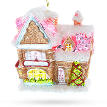 Load image into Gallery viewer, Decorated Gingerbread House Glass Christmas Ornament