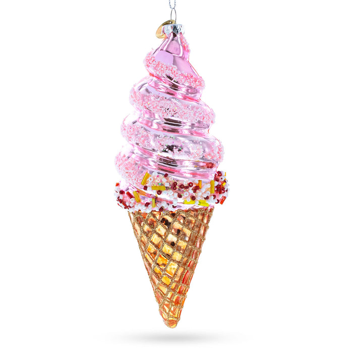 Pink Ice Cream Glass Christmas Ornament