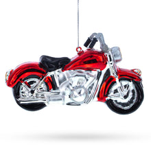 Load image into Gallery viewer, Red Motorcycle Glass Christmas Ornament