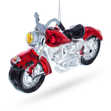 Load image into Gallery viewer, Red Motorcycle Glass Christmas Ornament