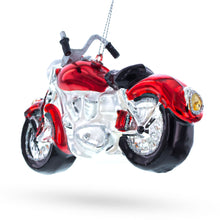 Load image into Gallery viewer, Red Motorcycle Glass Christmas Ornament