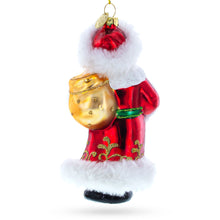 Load image into Gallery viewer, Santa in Fur Coat Glass Christmas Ornament