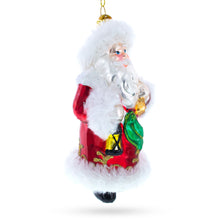 Load image into Gallery viewer, Santa in Fur Coat Glass Christmas Ornament