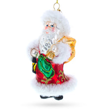 Load image into Gallery viewer, Santa in Fur Coat Glass Christmas Ornament
