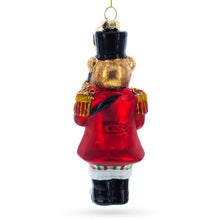 Load image into Gallery viewer, Teddy Bear Drummer Glass Christmas Ornament
