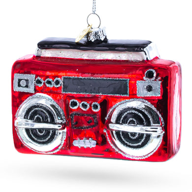 Retro Cassette Player Glass Christmas Ornament