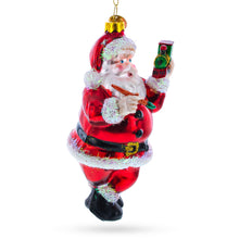 Load image into Gallery viewer, Santa Decorating the Train Glass Christmas Ornament
