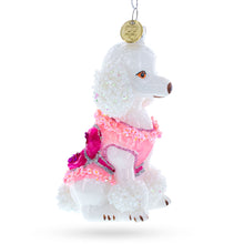 Load image into Gallery viewer, Poodle in Pink Costume Glass Christmas Ornament