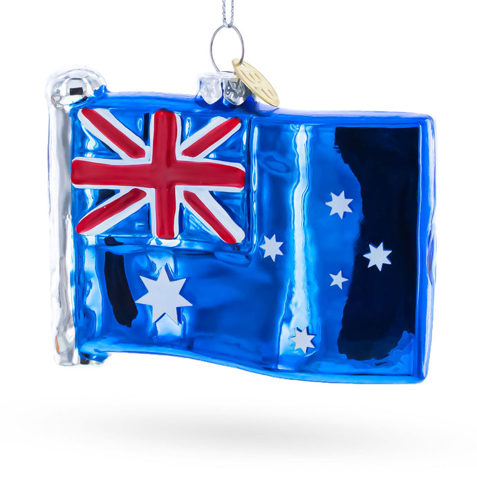Waving Flag of Australia Glass Christmas Ornament