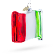 Load image into Gallery viewer, Waving Flag of Italy Glass Christmas Ornament