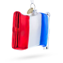 Load image into Gallery viewer, Waving Flag of France Glass Christmas Ornament