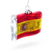 Load image into Gallery viewer, Waving Flag of Spain Glass Christmas Ornament
