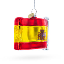 Load image into Gallery viewer, Waving Flag of Spain Glass Christmas Ornament