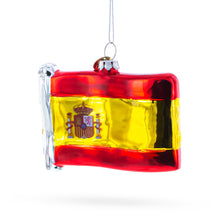 Load image into Gallery viewer, Waving Flag of Spain Glass Christmas Ornament