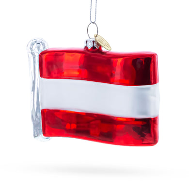 Waving Flag of Austria Glass Christmas Ornament