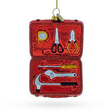Load image into Gallery viewer, Handyman with Toolbox Glass Christmas Ornament