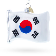 Load image into Gallery viewer, Waving Flag of South Korea Glass Christmas Ornament