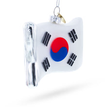 Load image into Gallery viewer, Waving Flag of South Korea Glass Christmas Ornament