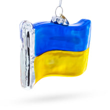 Load image into Gallery viewer, Waving Flag of Ukraine Glass Christmas Ornament