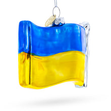 Load image into Gallery viewer, Waving Flag of Ukraine Glass Christmas Ornament