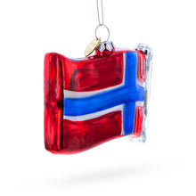 Load image into Gallery viewer, Waving Flag of Norway Glass Christmas Ornament