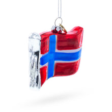Load image into Gallery viewer, Waving Flag of Norway Glass Christmas Ornament