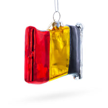 Load image into Gallery viewer, Waving Flag of Belgium Glass Christmas Ornament