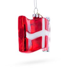Load image into Gallery viewer, Waving Flag of Denmark Glass Christmas Ornament