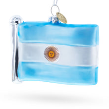 Load image into Gallery viewer, Waving Flag of Argentina Glass Christmas Ornament