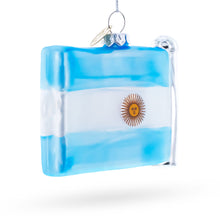 Load image into Gallery viewer, Waving Flag of Argentina Glass Christmas Ornament