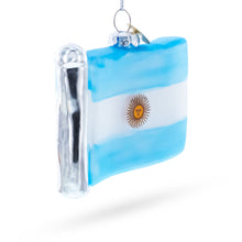 Load image into Gallery viewer, Waving Flag of Argentina Glass Christmas Ornament