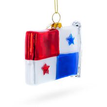 Load image into Gallery viewer, Waving Flag of Panama Glass Christmas Ornament