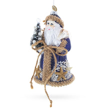 Load image into Gallery viewer, Rustic Coastal Santa with Burlap Accents &amp; Starfish Design Christmas Ornament