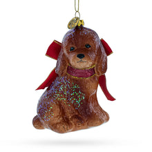 Load image into Gallery viewer, Glittery Spaniel Dog Glass Christmas Ornament