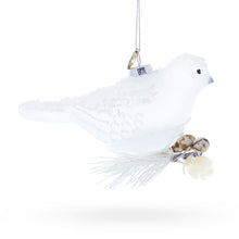 Load image into Gallery viewer, Frosted White Bird Glass Christmas Ornament