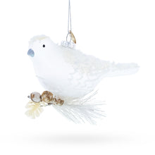 Load image into Gallery viewer, Frosted White Bird Glass Christmas Ornament