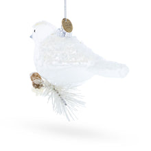 Load image into Gallery viewer, Frosted White Bird Glass Christmas Ornament