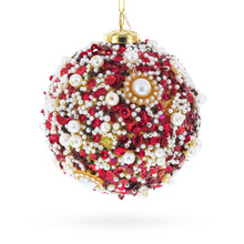 Load image into Gallery viewer, Luxury Pearl &amp; Sequin Beaded Glass Christmas Ornament