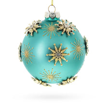 Load image into Gallery viewer, Gold Starburst Design with Elegant Matte Finish Glass Ball Christmas Ornament