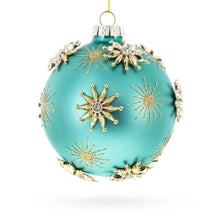 Load image into Gallery viewer, Gold Starburst Design with Elegant Matte Finish Glass Ball Christmas Ornament