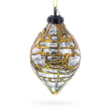 Load image into Gallery viewer, Rustic Teardrop with Gold Filigree Design with Elegant Sparkle Clear Glass Christmas Ornament
