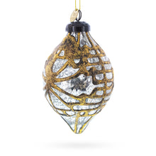 Load image into Gallery viewer, Rustic Teardrop with Gold Filigree Design with Elegant Sparkle Clear Glass Christmas Ornament