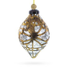Load image into Gallery viewer, Rustic Teardrop with Gold Filigree Design with Elegant Sparkle Clear Glass Christmas Ornament