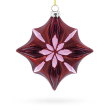 Load image into Gallery viewer, Red Starburst with Beaded Hanger Accent Glass Christmas Ornament