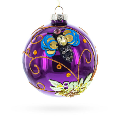 Purple Jewel Butterfly Glass Ball Christmas Ornament