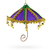 Load image into Gallery viewer, Whimsical Purple Umbrella with Beaded Accents Christmas Ornament