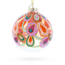 Load image into Gallery viewer, Bohemian Paisley Design Floral Glass Ball Christmas Ornament